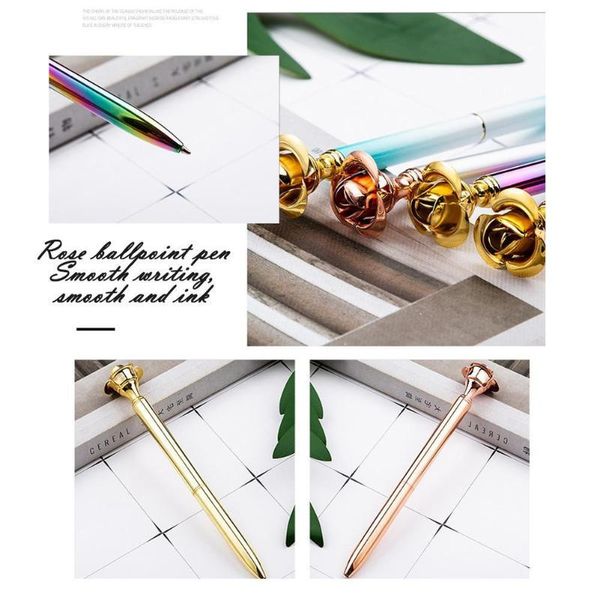 

rose gold ballpoint pen pearl pens spotted diamonds black stationary set novel blue gradient refill oil gift z5h0, Blue;orange