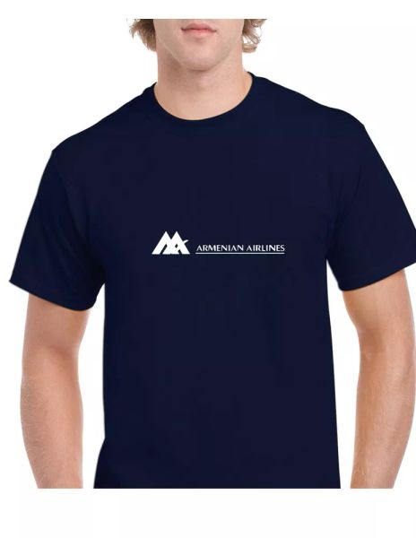 

armenian airlines white logo aviation geek navy blue cotton t-shirt, White;black