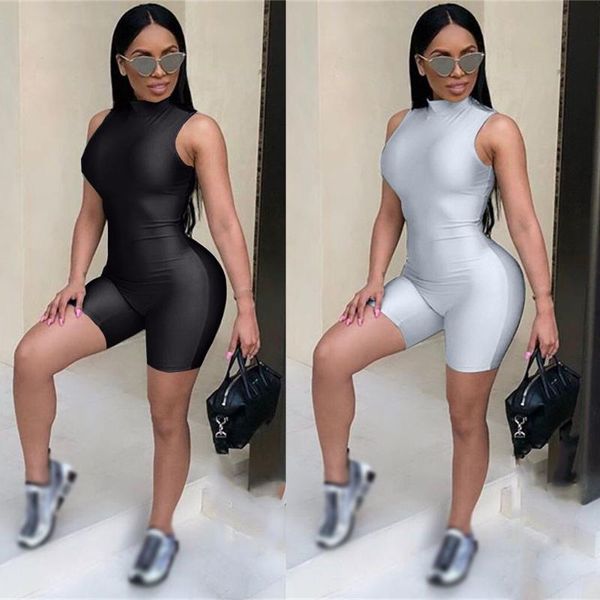 

women's jumpsuits & rompers women sleeveless playsuit back zipper bodycon jumpsuit club womens party body, Black;white
