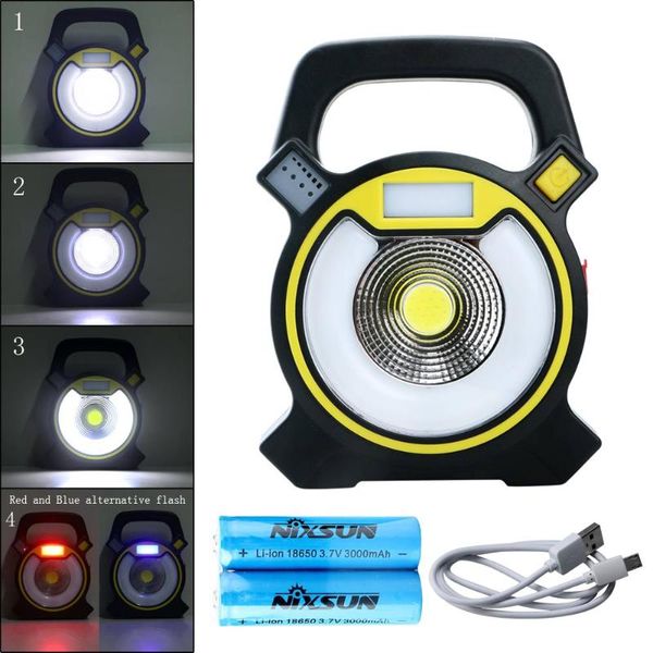 

brand wireless 5w 4mode super bright led rechargaeble cob work light lamp no battery / 2x 18650 batteries with handle portable lanterns