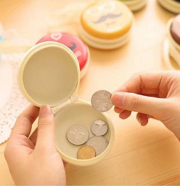 

(5pcs/lot) creative linen+ tin cartoon print round shape women wallet mini handbag girls coin purses small clutches boys bags purse, White