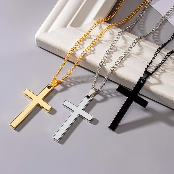 

pendant necklaces fashion unusual cross necklace chain for men's women punk vintage trend goth chains choker jewelry, Silver