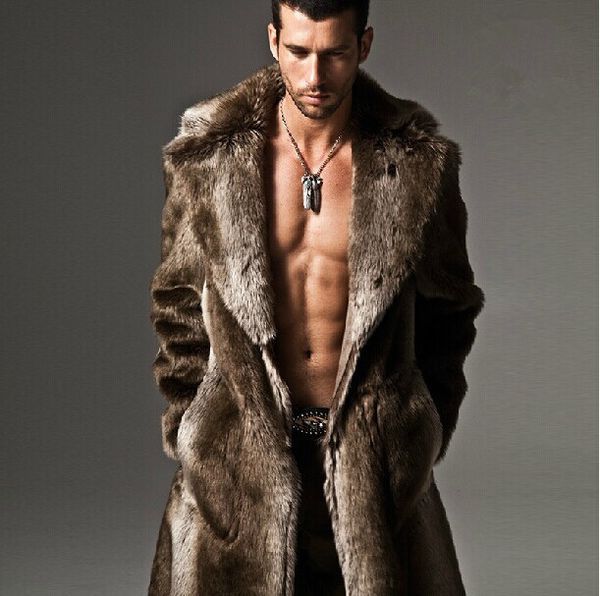 

fur men's imitation coat mink heining one long winter wear lsj5, Black