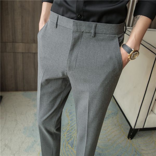 

pants 6 colors men's clothes 2021 dressed in suit spring ankle thin formal business adjustment office casual size cndy, Black