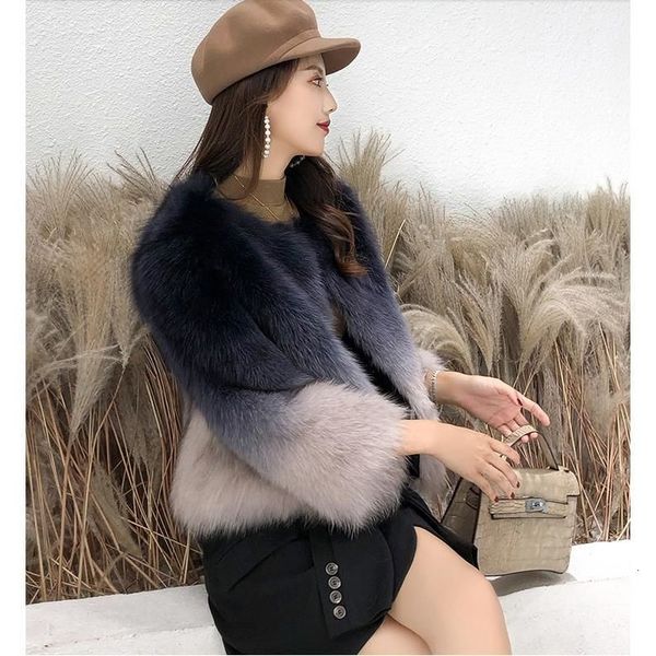 

luxury women's short coatfur coat women 2021 winter imitation hair short fashion korean women's gradient, Black;brown