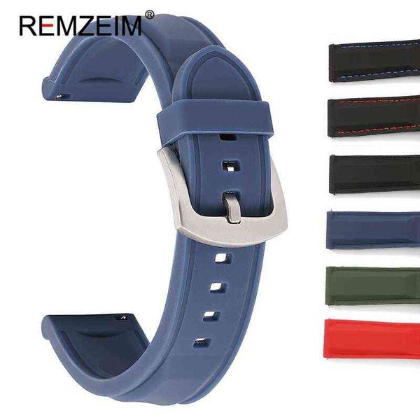 

silicone watchband 18mm 20mm 22mm 24mm green blue sport strap quick release rubber replacement men women smart watch bracelet h1123, Black;brown