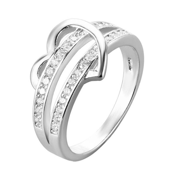 

s925 sterling silver ring women fashion band rings heart shaped wholesale