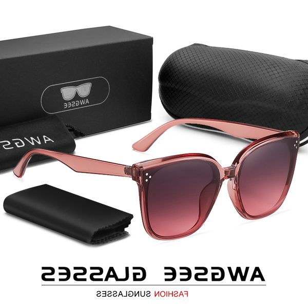 

awgsee new luxury women's sunglasses 2021 fashion rivets cat eye design plastic large sunglasses frame oculos de sol feminino glasses w, White;black