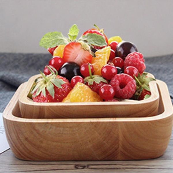 

square wooden salad bowl elegant retro wood plate snack dessert serving dishes container home kitchen tableware bowls