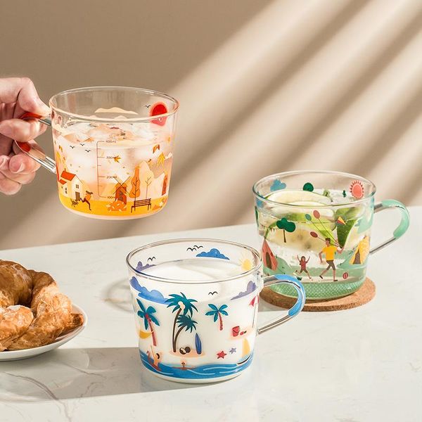 

wine glasses bfe four season glass cup 500ml breakfast milk coffee mug household fruit juice beverage teacup