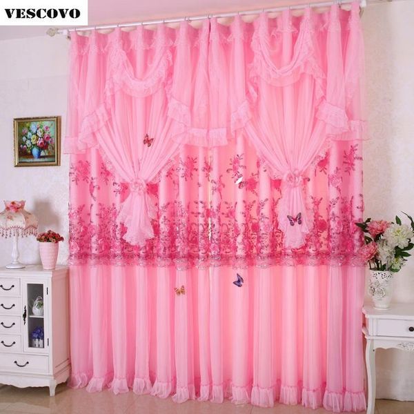 

curtain & drapes 2pcs luxury lace window curtains set for living room european royal embroidered voile tulle sheer