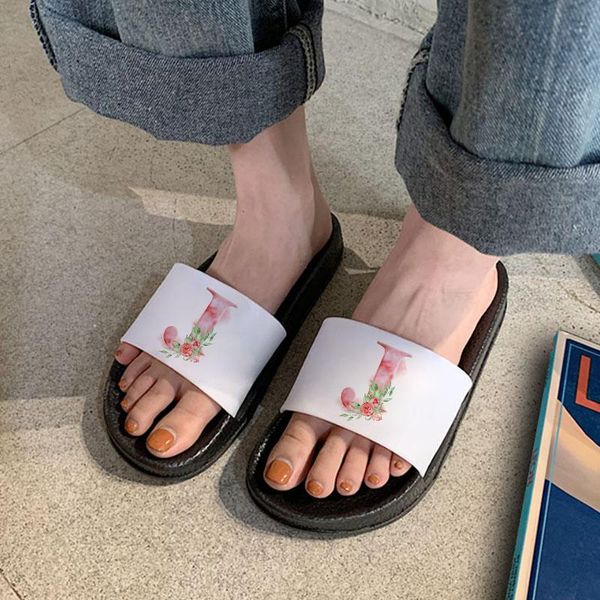 

slippers shoes for women summer custom combination letter a b c indoor sandals home flip flops female bathroom slide, Black