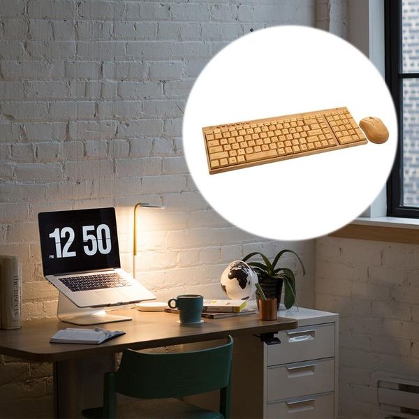 

keyboard mouse combos bamboo wireless combo set for lappc office usb plug and play ,natural mice novelty christmas gifts