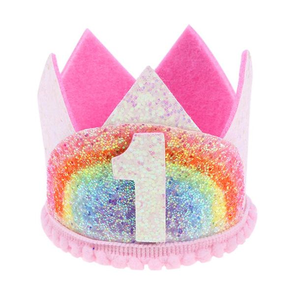 

party hats 1pc hat tiara crown cap supplies for kids baby birthday celebration shower po props white and rainbow cr