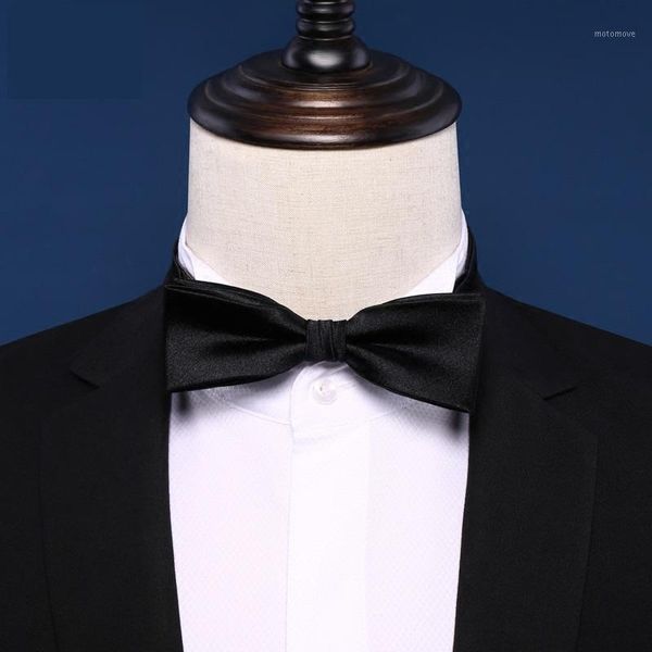 

2020 brand new fashion men's bow ties double fabric black silk bowtie banquet wedding bridegroom butterfly tie with gift box1, Black;gray