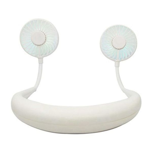 

electric fans hanging neck fan outdoor portable usb charging mini sports with light white