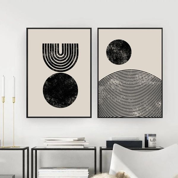 

paintings abstract line stripes canvas poster geometric circle print minimalist wall art painting boho modern century picture home decor