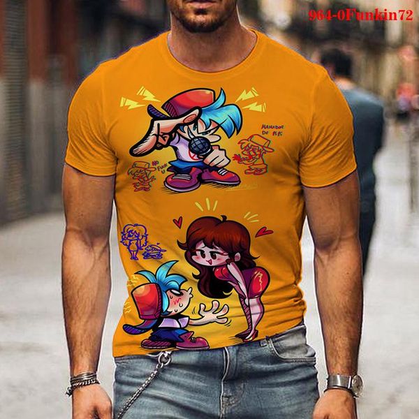 

men's t-shirts men t shirt hip hop 2021 streetwear tshirt friday night funkin print harajuku summer short sleeve t-shirt tees oversize, White;black