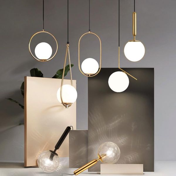 

pendant lamps modern glass ball lights artistic milky white bedroom bar kitchen ceiling hanging nordic home decor light fixture