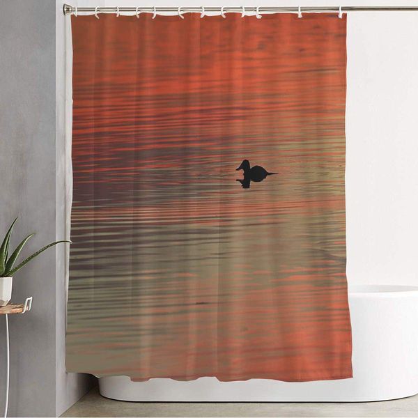 

shower curtain for bathroom orange beach lone duck sunset at animals wildlife abstract yellow beautiful bird birder color dawn
