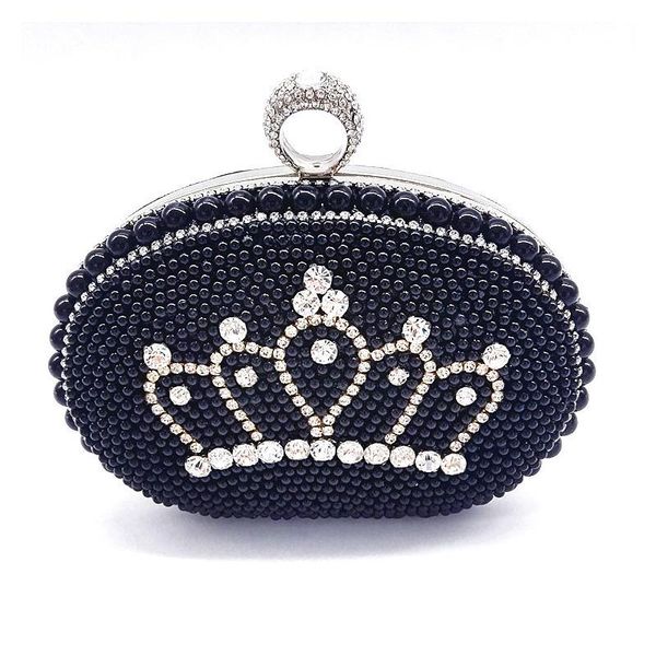 

shoulder bags elegant women evening party beading bag classical pearl bridal wedding rhinestone finger cross crystal body