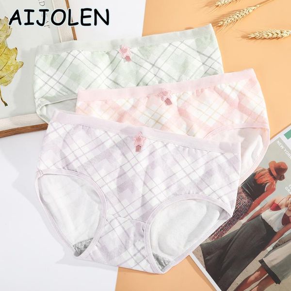 

women's panties aijolen cute lattice print briefs geometric gradient cotton underwear star mid-waist underpants simple soft, Black;pink