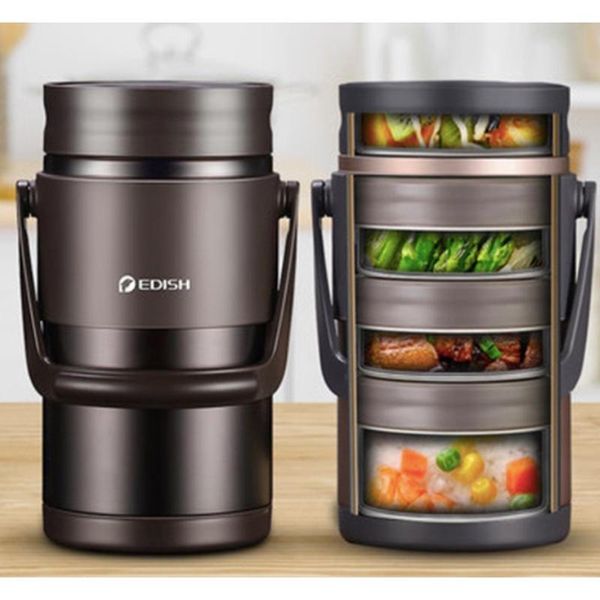 

big capacity 304 stainless steel vacuum insulated lunch box barrel students warmer dinnerware sets