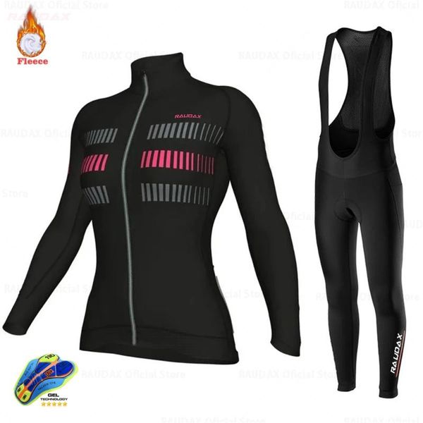 

racing sets women clothes 2021 winter cycling clothing thermal fleece jersey ropa ciclismo mujer bike outdoor sports jacket, Black;blue