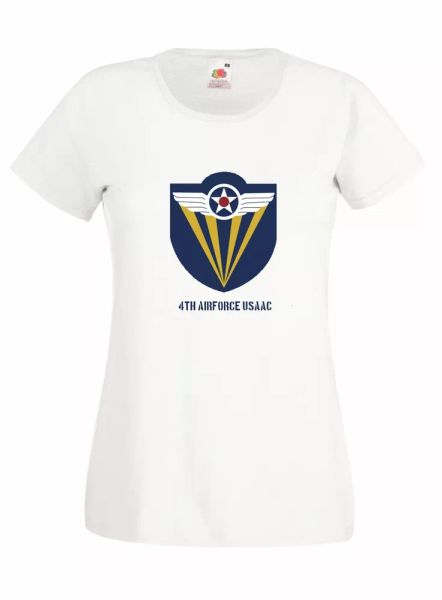 

womens shirt j927 4th air force cotton t-shirt military frieze usaac, White;black