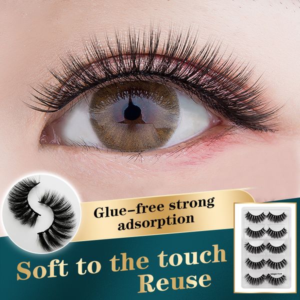 

3d mink hair soft false eyelashes natural slender eyelash 5 pairs