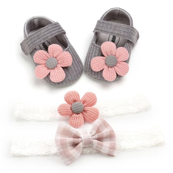 

0-12m spring and autumn fashion small flower baby shoes princess toddler headwear head 3pc/set first walkers