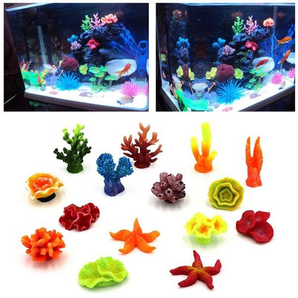 

1pc artificial coral reef decoration fish tank stone landscape ornament tool cute colorful aquatic decorations