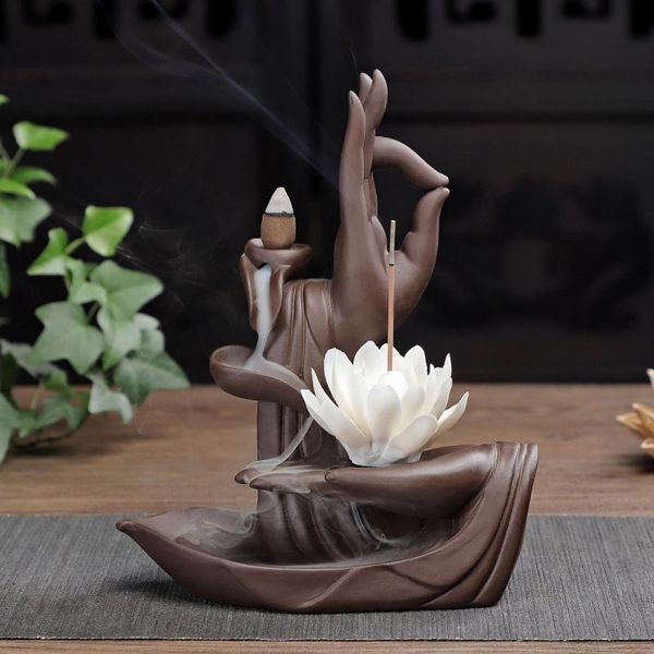 

fragrance lamps backflow incense burner with flowering bergamot smoke pagoda simple ceramic zen