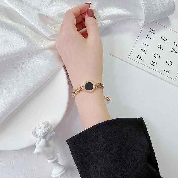 

charm bracelets exaggerated roman numeral round hand ornament personalized hip hop titanium steel thick and thin bracelet, Golden;silver