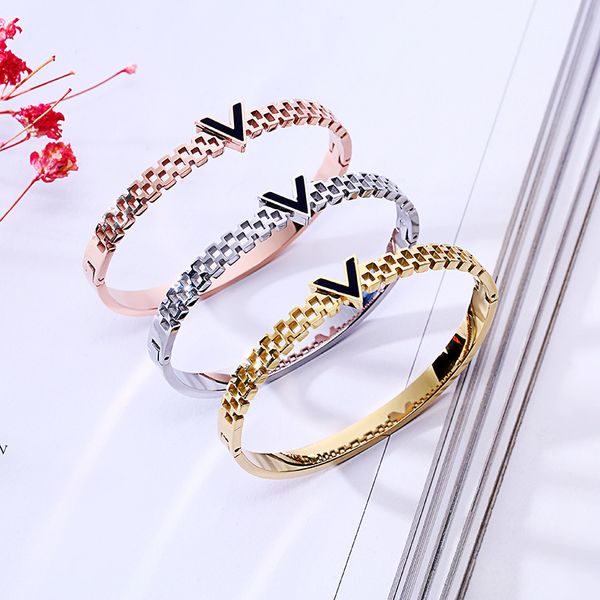 

fashion v bracelet,hollow open spring titanium steel , women's rose gold bracelet, fashion jewelry wholesale, Black