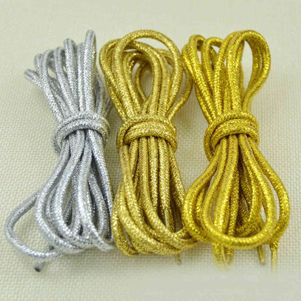 

1 pair fashion gold silver silk glitter reflective shoelaces for sneakers casual round pearl white colored shoe strings cordones h1106, White;pink