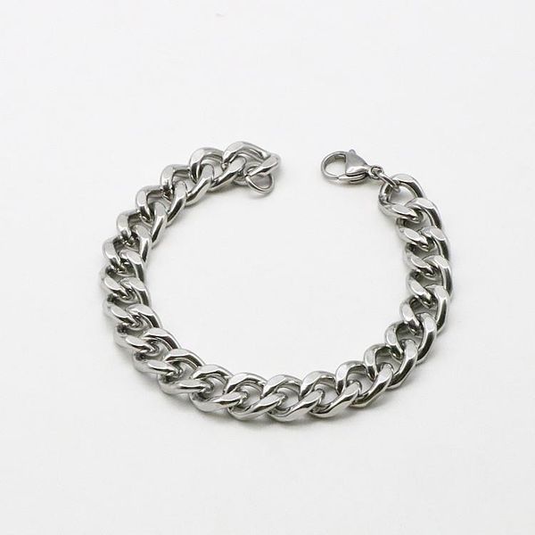 

link, chain trendy cuban men bracelet classic stainless steel for women jewelry gift 10mm*20cm jp, Black