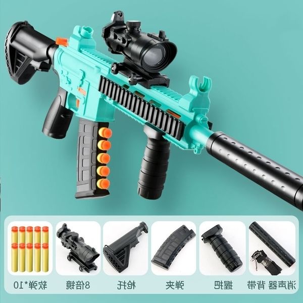 

5444m416 rifle manual foam dart for children adults mint green air heat toy gun blaster outdoor game birthday gift