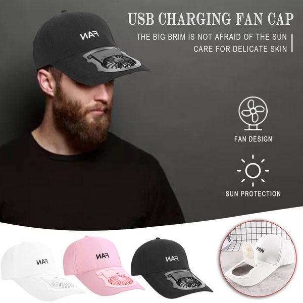 

wide brim hats usb charging fan cap hat sun with 3 speed w/500mah battery adjustable summer sunscreen sports, Blue;gray