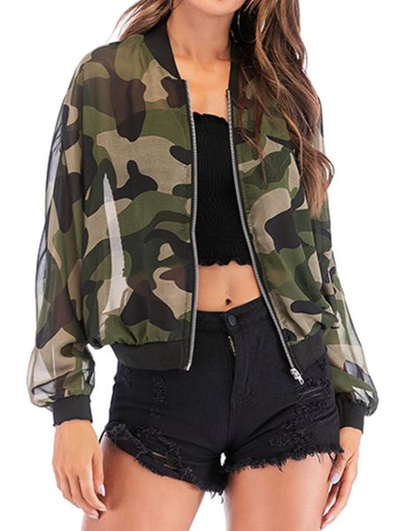 

women's jackets women fashion camouflage printed camping travelling jacket coats casual long sleeve zipper sweatshirt coat outwears bre, Black;brown