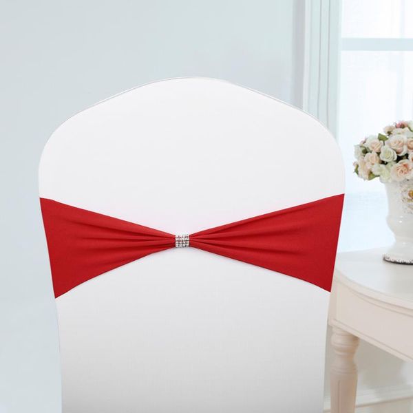 

50pcs wedding chair sashes elastic covers bow sash decor stretch band decoration