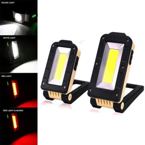 

portable lanterns led work light 4 lighting modes cob foldable red inspection searchlight