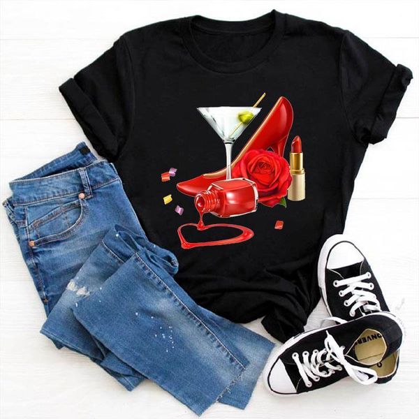 

nail polish vogue tee womens simple ullzang harajuku 90s modal streetwear female summer, White