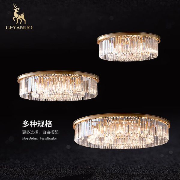 

ceiling lights light luxury living room lamp 3 layer k9 crystal nordic modern minimalist dual-purpose copper lamps