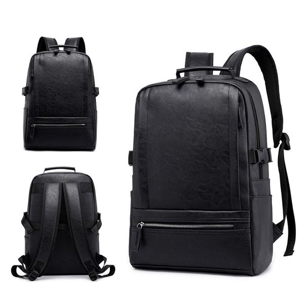 

backpack men large capacity rusksack for teenager student schoolbag pu shoulder bag outdoor casual travel pack
