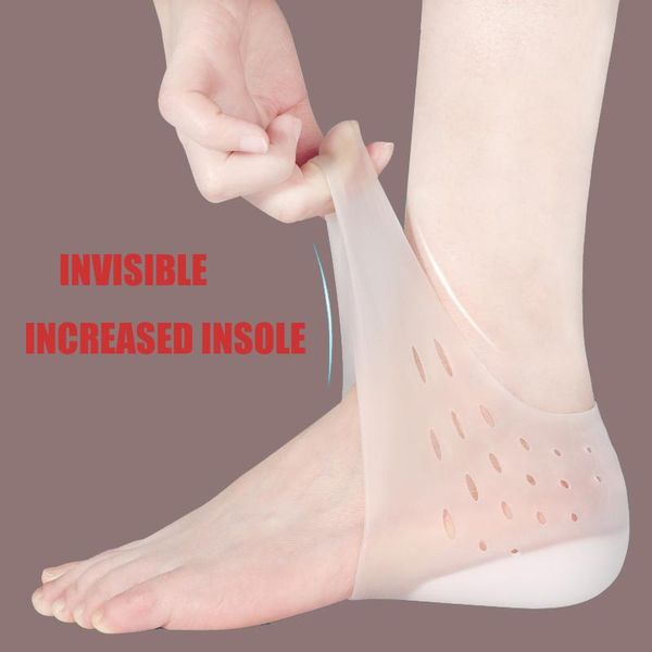 

shoes materials invisible height increased socks heel pads wearable men women silicone lift insole, Black
