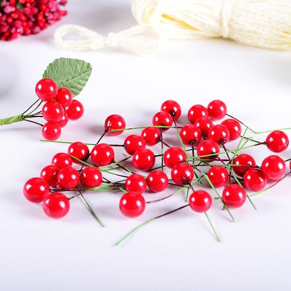 

party decoration craft flower artificial red berry pearl branch wedding christmas