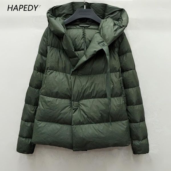 

women's down & parkas winter jacket women ultra light 90% white duck 2021 hooded warm long sleeve female short parka army green, Black