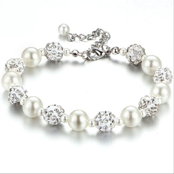 

beaded, strands f&u fashion crystal and charm simulated pearl bracelets for women bileklik armbanden voor vrouwen wedding jewelry gift, Black