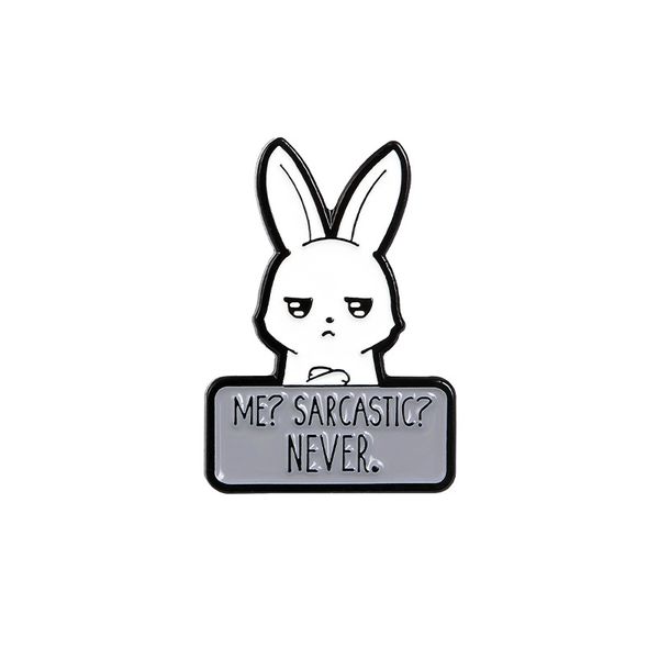 

long ears white rabbit with grievance expression metal brooch pins eco enamel cute cartoon animal brooches for girls gift jewelry badges bag, Gray